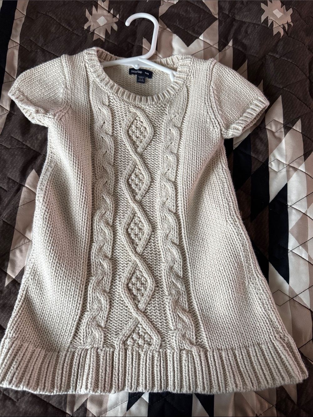 GAP Cream Cable Knit Short Sleeve Dress